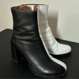 Nasty Gal split black and white booties